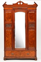 Lot 241 - VICTORIAN CARVED MAHOGANY MIRRORED WARDROBE...
