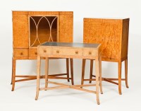 Lot 251 - ART DECO ASH LIVING ROOM SUITE with geometric...