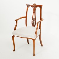 Lot 255 - ART NOUVEAU CARVED MAHOGANY ARMCHAIR with...