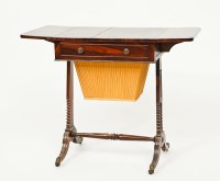 Lot 264 - REGENCY MAHOGANY DROP LEAF WORK TABLE with...