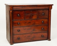 Lot 266 - VICTORIAN MAHOGANY CHEST with column supports...
