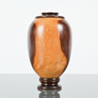 Lot 279 - LIGNUM VITAE TURNED VASE of ovoid form, on a...