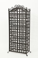 Lot 286 - MODERN BLACK PAINTED WROUGHT IRON WINE RACK...