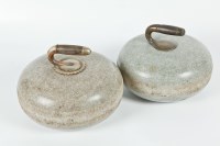 Lot 303 - PAIR OF GREY GRANITE CURLING STONES with screw...