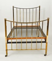 Lot 308 - EDWARDIAN LACQUERED BRASS DOUBLE BED with...