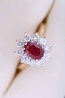 Lot 2069 - FINE RUBY AND DIAMOND CLUSTER RING the deep...