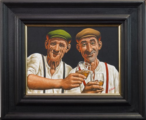Lot 93 - GRAHAM H D MCKEAN, THE WHISKY DRINKERS oil on...