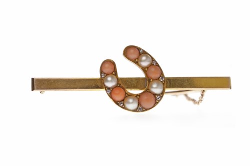 Lot 268 - LATE VICTORIAN CORAL, PEARL AND DIAMOND BROOCH...