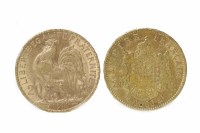 Lot 516 - GOLD 20 FRANC COIN DATED 1866 along with...