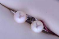 Lot 2098 - PAIR OF PEARL EARRINGS the pearls measuring...