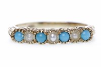 Lot 544 - TURQUOISE AND PEARL DRESS RING set with...