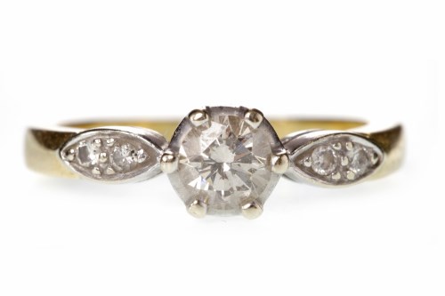 Lot 587 - DIAMOND SINGLE STONE RING with a six claw...