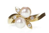 Lot 620 - EIGHTEEN CARAT WHITE GOLD DIAMOND AND PEARL...
