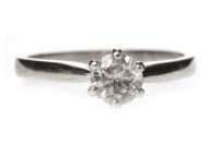 Lot 624 - NINE CARAT WHITE GOLD MOISSANITE RING with a...