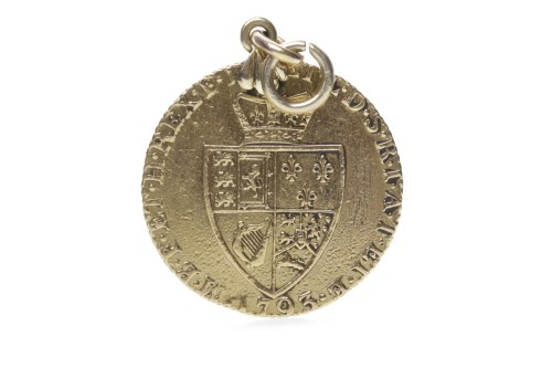 Lot 632 - GOLD GUINEA DATED 1793 soldered with a pendant...
