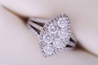 Lot 2107 - DIAMOND CLUSTER RING of marquise form, set...