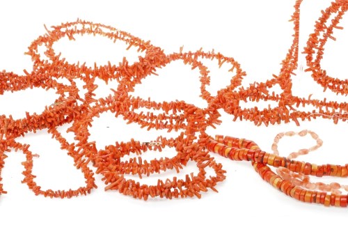 Lot 661 - GROUP OF VARIOUS CORAL NECKLACES comprising...
