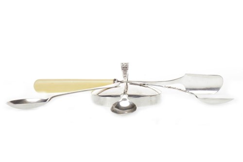 Lot 808 - GEORGE V SILVER CHEESE SCOOP maker Charles...