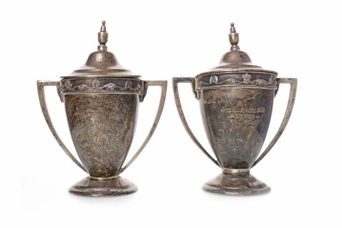 Lot 821 - TWO MATCHED GEORGE V SILVER TROPHY CUPS OF...