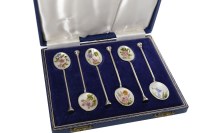 Lot 826 - SET OF SIX MID-20TH CENTURY SILVER AND ENAMEL...