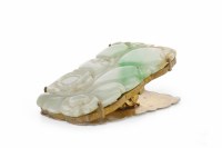 Lot 1026 - 20TH CENTURY CHINESE JADE AND BRASS CLIP the...