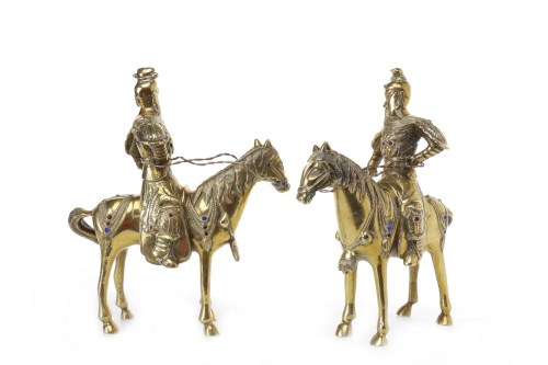 Lot 1034 - TWO 20TH CENTURY CHINESE BRONZE WARRIORS ON...