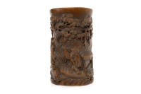 Lot 1081 - 20TH CENTURY CHINESE BAMBOO BRUSH POT carved...