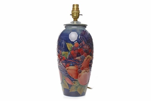 Lot 1207 - MOORCROFT 'BLUE FINCHES' PATTERN TABLE LAMP of...