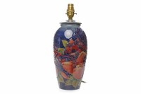 Lot 1207 - MOORCROFT 'BLUE FINCHES' PATTERN TABLE LAMP of...