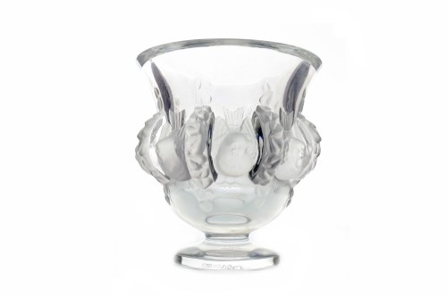 Lot 1249 - LALIQUE FROSTED CLEAR GLASS VASE of campana...