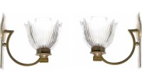 Lot 1603 - PAIR OF BRASS ART DECO WALL SCONCES each of...