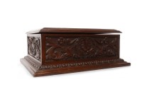 Lot 1628 - VICTORIAN INLAID OAK SEWING BOX the hinged lid...
