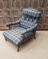 Lot 1650 - VICTORIAN STAINED BEECH OPEN ARM CHAIR OF...