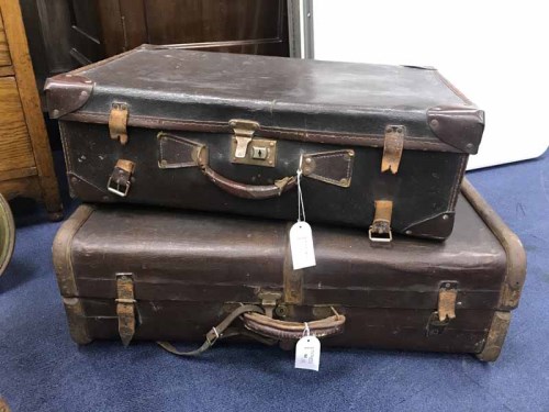 Lot 64 - LOT OF THREE LEATHER SUITCASES