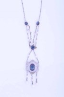 Lot 2162 - EDWARDIAN SAPPHIRE, DIAMOND AND PEARL NECKLET...