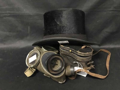 Lot 138 - VINTAGE TOP HAT along with a pair of field...
