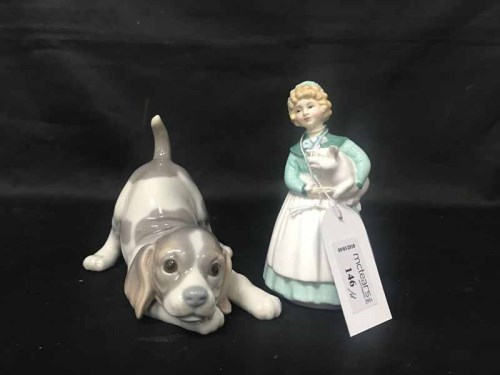 Lot 146 - THREE ROYAL DOULTON FIGURES along with two...