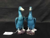 Lot 169 - PAIR OF CHINESE TURQUOISE GLAZED DUCKS along...