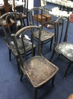 Lot 202 - FOUR BENTWOOD CHAIRS AND THREE BAMBOO CURTAIN...