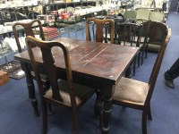 Lot 205 - EXTENDING TABLE AND FOUR CHAIRS