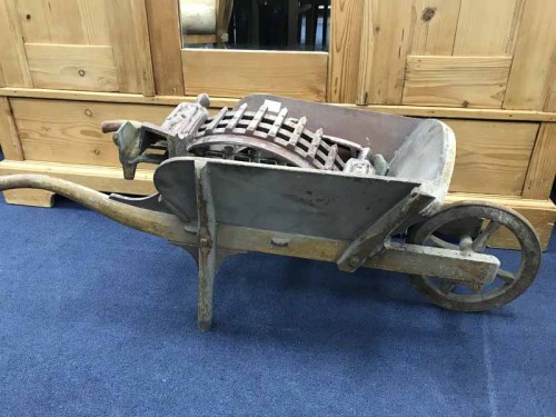 Lot 215 - J.M PHILLIPS NOVELTY WHEEL BARROW AND A FIRE DOG