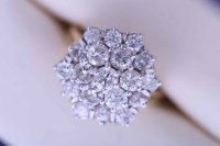 Lot 2170 - DIAMOND CLUSTER RING set with 19 brilliant cut...