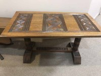 Lot 255 - CARVED COFFEE TABLE along with another drop...