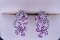 Lot 2170A - PAIR OF PINK SAPPHIRE AND DIAMOND EARRINGS of...