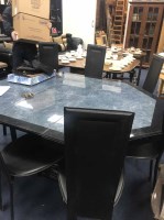 Lot 264 - OCTAGONAL COMPOSITE MARBLE DINING TABLE AND...