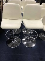 Lot 267 - PAIR OF CONTEMPORARY CREAM LEATHER BAR STOOLS