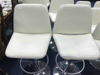 Lot 268 - PAIR OF CONTEMPORARY CREAM LEATHER BAR STOOLS