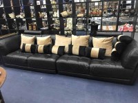 Lot 277 - MODERN FOUR SEATER BLACK LEATHER SETTEE