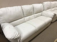 Lot 278 - MODERN CREAM LEATHER CORNER COUCH AND MATCHING...