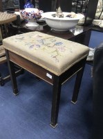 Lot 296 - STRING TOP STOOL AND SMALLER STOOL together...